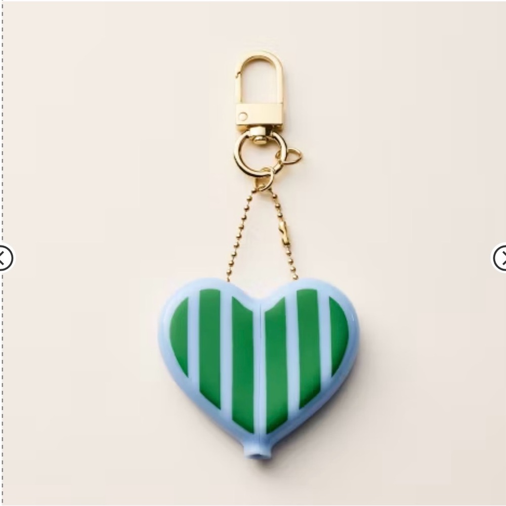 NWT Striped Heart Coin Purse Bag Charm - kate spade new york x Target Green/Blue - Picture 3 of 3